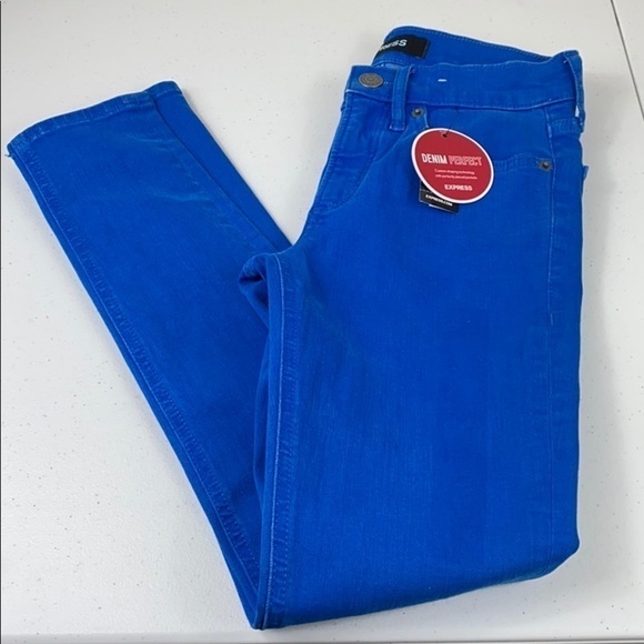 Express Denim Perfect Bright Blue Skinny Legging - Picture 1 of 6